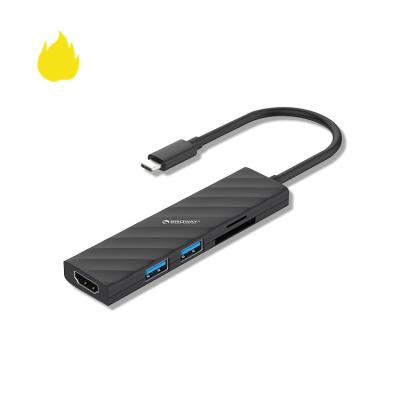 China Plastic+PMMA 5 in 1 usb c hub 3.0 4 ports accessories for macbook HDMI 4K 30hz for sale