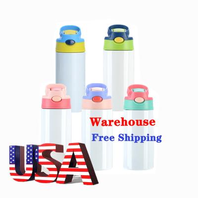 China Viable USA Warehouse Hot Selling Double Wall 12oz Flip Cups Sublimation Blank Kids Straight Water Bottle for sale