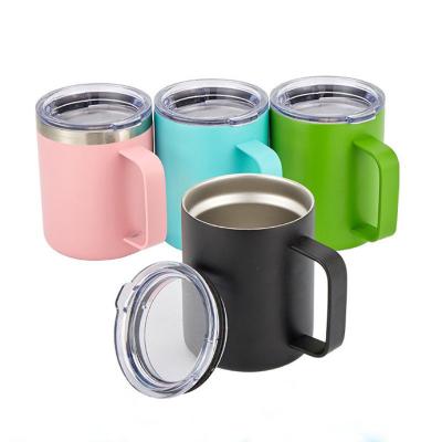 China Sustainable 12/14oz Stainless Steel Mug With Handle Double Wall 18/8 Vacuum Insulated Stainless Steel Coffee Mug for sale