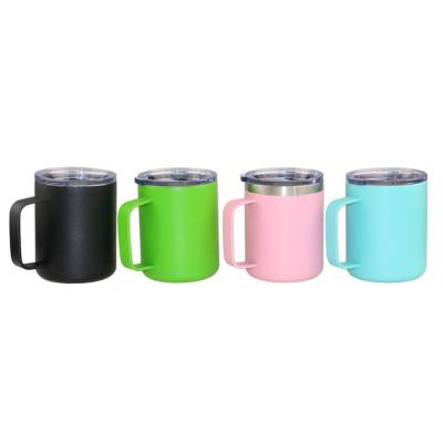 China Durable 12/14oz Vacuum Insulated Keep Cold Hot Travel Coffee Mug With Handle for sale