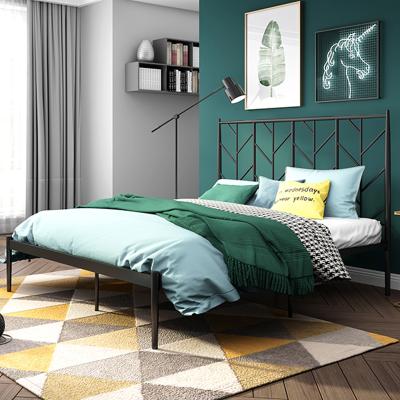 China Factory Wholesale Modern Metal Platform Bed Frame Mattress Base Headboard Queen Size Steel Frame Single Bed for sale