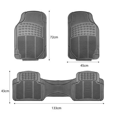 China General custom sports car gray rubber leather pad 3 pieces waterproof fioor for sale