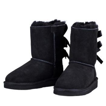 China Real sheepskin light plush women winter wool adult boots and fluffy lady children snow boots boots with bows for sale