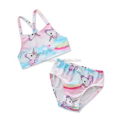 China Breathable New Products Wholesale Girls Summer Beach Wear Kids Unicorn 2pcs Swim Set for sale