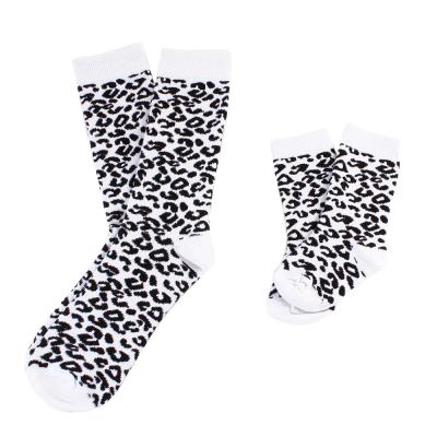 China Breathable Mommy and Me Family Matching High Cotton Material Leopard Socks for Kids and Adult for sale