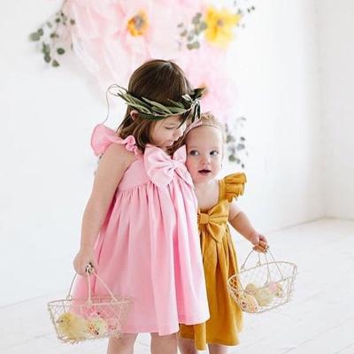 China Sleeveless Cute Princess Dresses For Girls Summer Breathable Bow Dress Babies Kids Dresses for sale