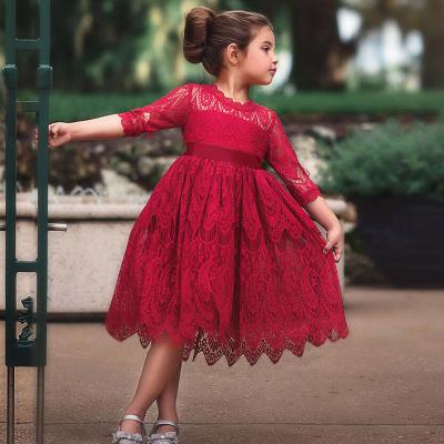 China 2021 New Summer Breathable Girls Dress Lace Bow Princess Dress for sale