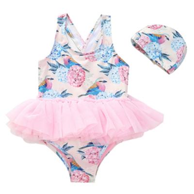 China Korean Cute Ballerina Children's Baby Swimwear Lace Girls Breathable One-Piece Swimsuit Girls Swimwear for sale