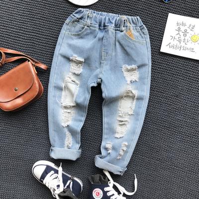 China New Wholesale Fashion Ripped Denim Pant Kid Jeans Skinny Kids Breathable Pants Girls Trousers for sale