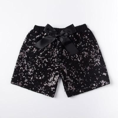 China Newest Design Breathable Girls Kids Pattern Sparkle Sequins Black Shorts for sale