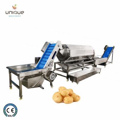 China Máquina continua de pelar las raíces de vegetales de acero inoxidable 304 para lavar y pelar en venta