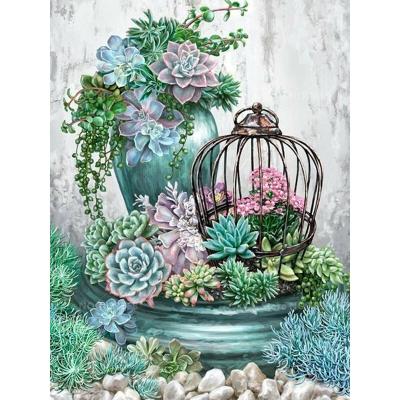 China Wholesale Full Drill Diamond Painting DIY Handwork Fashion Birdcage Flower Plant Cross Stitch Kit Embroidery Environmentally Friendly Home Decor for sale