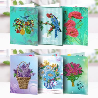 China 6pcs/Set Handmade Diamond Painting Greeting Card Mosaic Holiday Blessing Card DIY 5D Diamond Painting Greeting Card Holiday Gift for sale