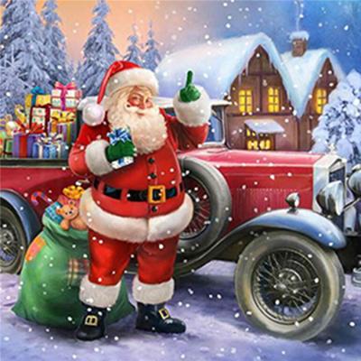 China Santa Claus Diamond Painting Christmas Car Gift Full Drill Wall Art Painting Embroidery Handmade Gift Environmental Friendly Home Decor for sale