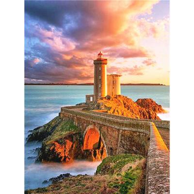 China Lighthouse Environmental Friendly Diamond Painting Seascape Handmade Landscape Art Painting Full Drill Mosaic Diamond Painting DIY Cross Stitch Kit for sale