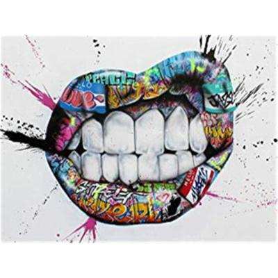 China Modern Art Mosaic Diamond Painting DIY Cross Stitch Kit Fashion Canvas Abstract Diamond Painting 5D Graffiti Tattoo Environmentally Friendly Abstract Lip for sale