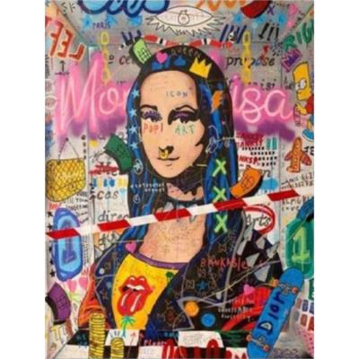 China Graffiti Mona Lisa Abstract Diamond Painting 5D Fashion Canvas Art Mosaic Diamond Painting DIY Modern Environmental Friendly Cross Stitch Kit for sale