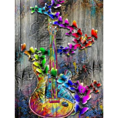 China Full Drill Fashion Canvas Diamond Painting DIY 5D Diamond Painting Butterfly Guitar Music Environmentally Friendly Embroidery Kit Room Decor for sale