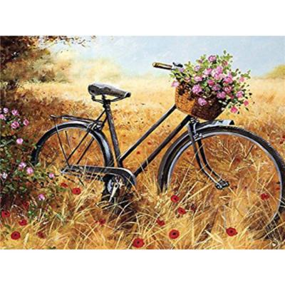 China Environmentally Friendly Old Bicycle Flower Diamond Painting Landscape DIY 5D Full Drill Wall Art Home Decor Diamond Painting Embroidery Cross Stitch Kit for sale