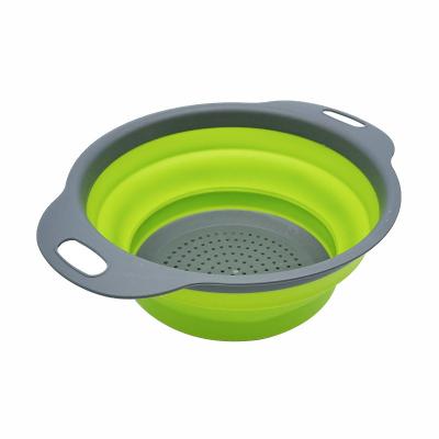 China Viable Collapsible Filter Basket Round Square Kitchen Salad Colander Plastic Colorful Rotating Drain Basket for sale