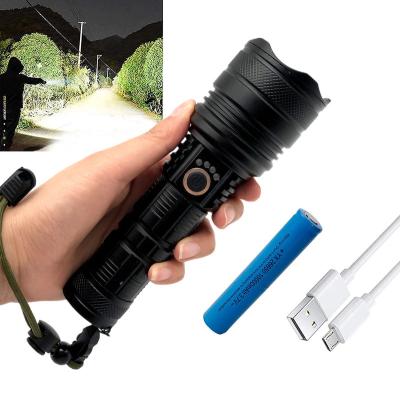 China Emergency Factory Wholesale XHP70 Camping Hiking Torch Super Bright Power Rechargeable LED Tactical Flashlight for sale