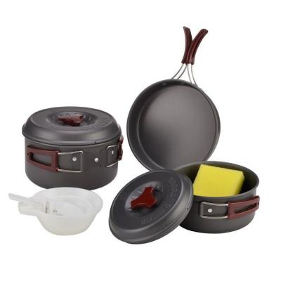 China Sustainable Outdoor Travel Cookware 2-3 Person Cooking Set, Cookware Set, Camping Cooking Pot for sale