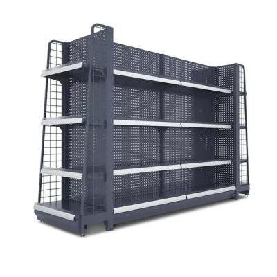 China Supermarket Display Stand Grocery Display Storage Gondola Double Side Double Sided Shelves for sale