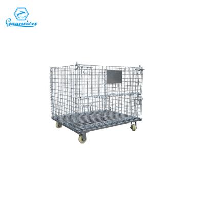 China Industrial Warehouse Wholesale Hot Sale Storage Cage Steel Wire Mesh Cage With Wheels for sale