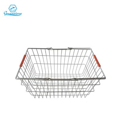 China Sustainable& Metal Wire Mesh Shopping Basket Strong Stainless Steel Wholesale Shopping Baskets for sale