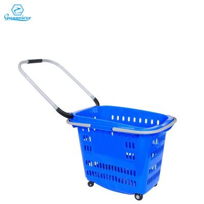 China Corrosion Protection Guanriver Hot Selling High Quality Plastic Rolling Shopping Basket 35L for sale