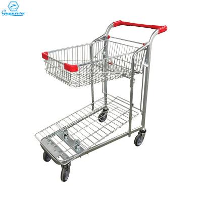 China Steel Flat Cart Dolly Luggage Trolley Flatbed Cart Antirust Folding Platform Cart for sale