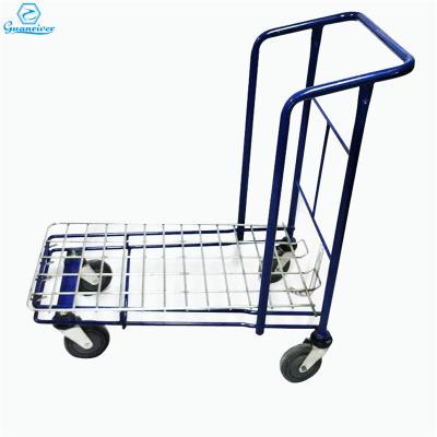 China Metal Antirust Flat Four Wheel Handmade Trolley Hand Push Trolley Hand Cart for sale