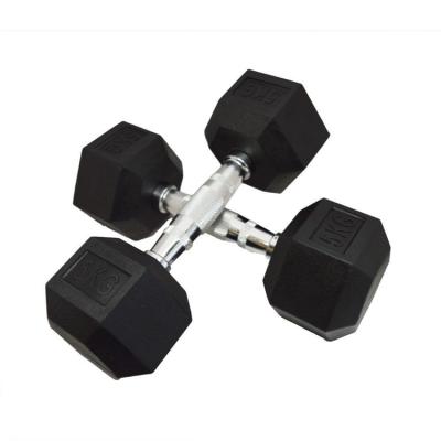 China 5kg 10 kg 10kg 20kg Portable Hex Dumbbell Rubber Dumbbell Rubber Covered Handle Rubber for sale