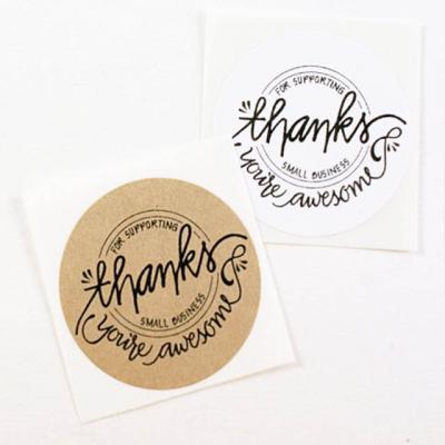 China High Quality Waterproof Custom Design Round Kraft Paper Thank You Small Business Stickers For Sale for sale