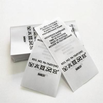 China Washable Custom Design Printing Labels Clothing Wash Care Labels For Garment for sale