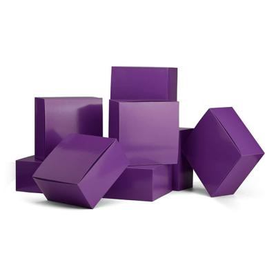 China Customized Wholesale Disposable Lamination Gift Packing Small Square Purple Box for sale