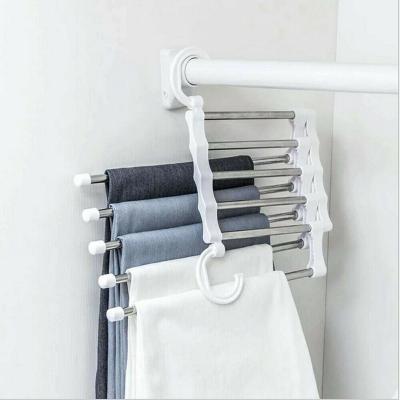 China 2020 simple newest fashion 5 in 1 panty rack shelves stainless steel hangers wardrobe multifunctional hot selling magic hanger for sale