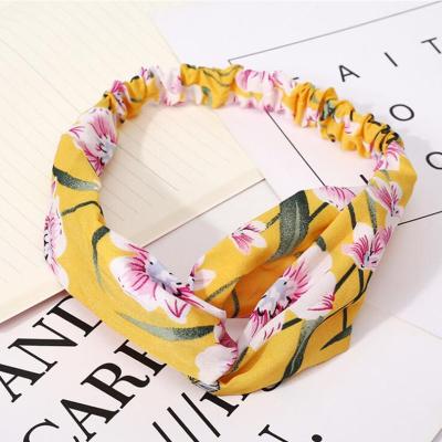 China 2021 New Fashion Popular Women's Fashion Cat Ears Bandage Printed Cross Headband for sale