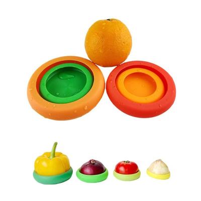 China Non Spill 4pc/set Silicone Fruit Vegetable Cover Silicone Cover Fresh Food Fresh-keeping Cool Cover for sale