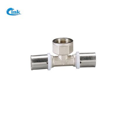 China LK-4-613 ( T16*1/2F*16 ) low price supply high quality brass pipe press fittings copper female threads press tee for sale