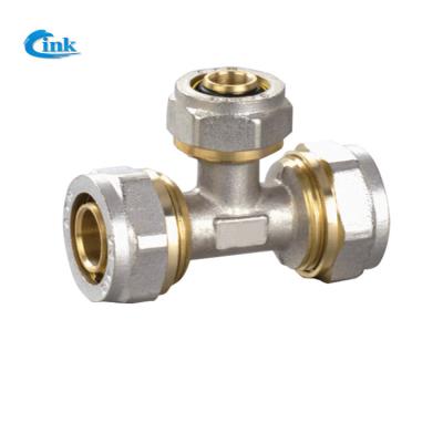 China LK-4-506 ( T20*16*20 ) Factory supply high quality brass pipe compression fittings reducing tee for sale