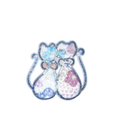 China Glitter Sequins Two Kitten Patches Made in China Backs Customization With High Quality And Low Price Patches For Dressing Iron for sale