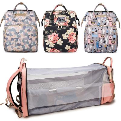 China With USB Charging 2020 New Mummy Folding Baby Bag Multifunctional Portable Large Capacity Hutch Backpack for sale