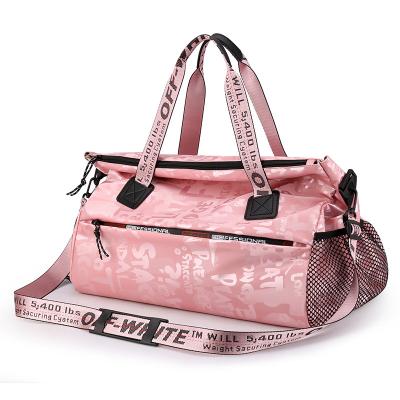 China Large Capacity Fitness Handbag Graffiti Yoga Duffel Bag Weekend Travel Dry And Wet Separate Bag With Shoes Compartment for sale