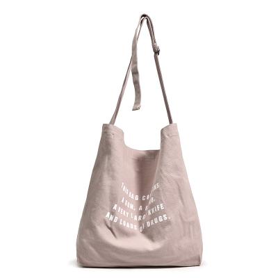 China Portable Wholesale Cross - Body Tote Bag Cotton Canvas Beach Bags Women Shoulder Hand Made Custom Printed Logo Handbag for sale