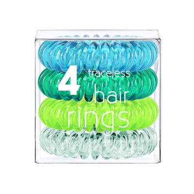 China Durable Traceless Custom 71 Colors 4pcs Wrap Hair 4cm Spiral Ring Bands 3.5cm Hair Ties Girls Scrunchies TPU Phone Bands for sale