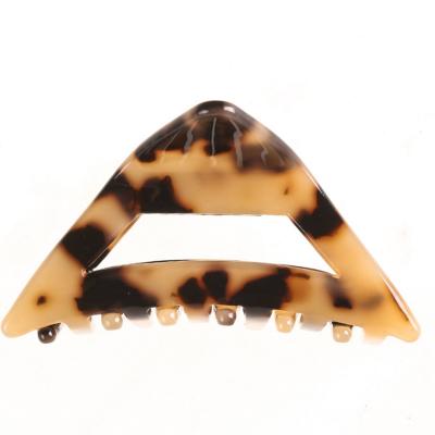 China Metallic Leopard Print Fashion Accessories Acetic Acid Tortoise Triangle Acrylic Barrettes Big Hair Clips Hair Claw Barrette Clip for sale