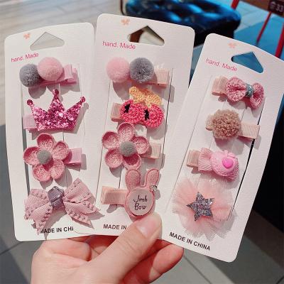 China Metallic Clips New 3pcs 4pcs Cute Cartoon Crown Flower Hair Hangers Kid Girls Hair Accessories Hold Snap Hair Pin Clips Set for sale