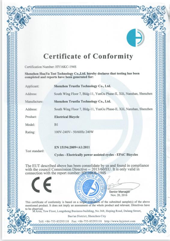 CE - Shenzhen Trustin Technology Co., Ltd.