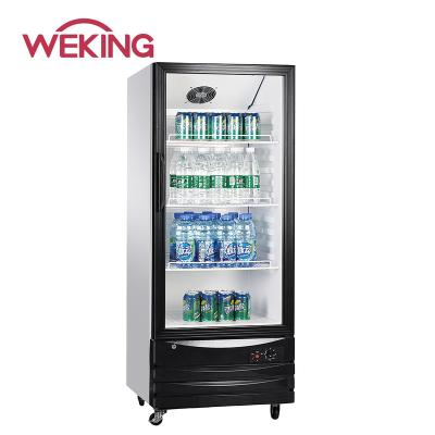 China Double Layers Single Glass Supermarket Single-temperature Vegetable Vertical Door Display Cooler for sale